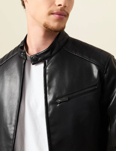 Veste manches longues col biker noir homme