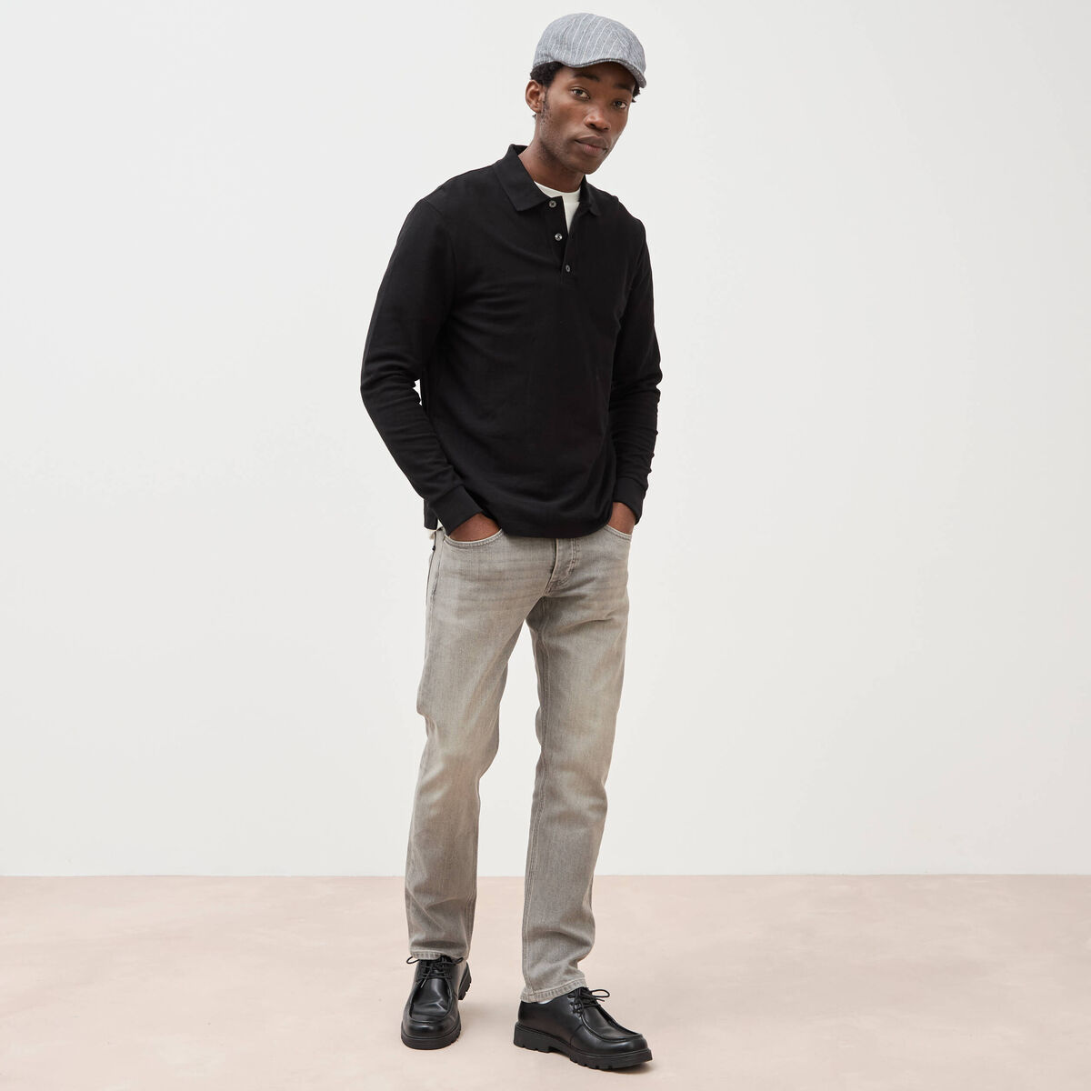 Jeans straight longueur 32 en coton denim snow gris homme