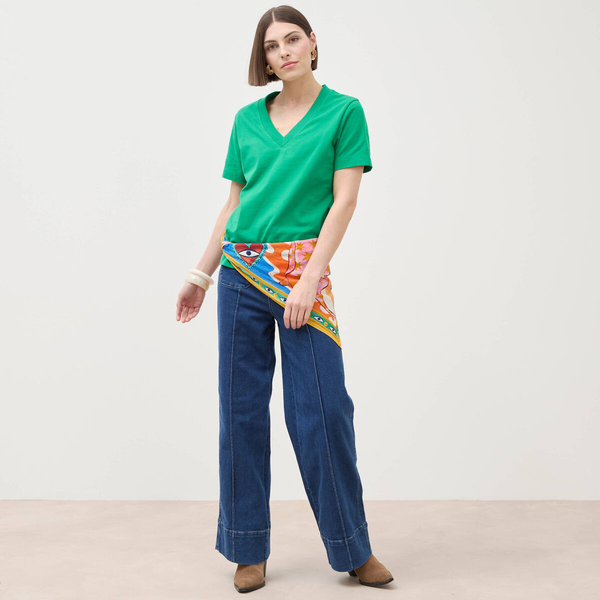 T-shirt manches courtes vert femme