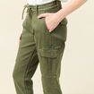 Pantalon cargo battle 7/8ème vert kaki femme