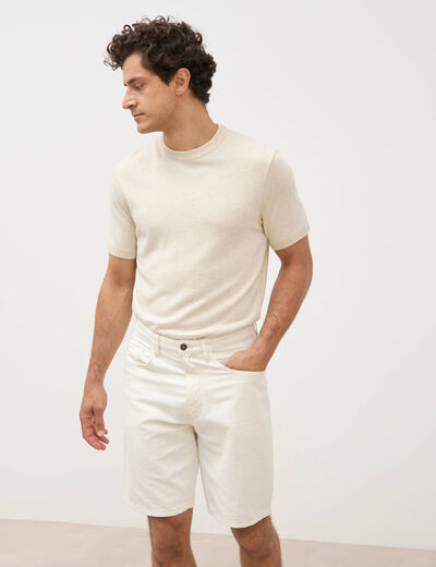 Bermuda regular en jeans denim blanc homme