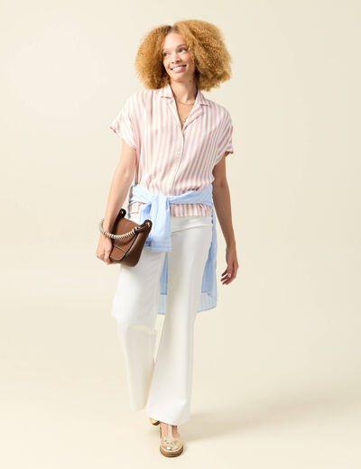 Chemise manches courtes fluide rose clair femme