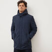 Parka longue droite &agrave; capuche bleu marine homme