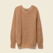 Pull manches longues col rond camel femme