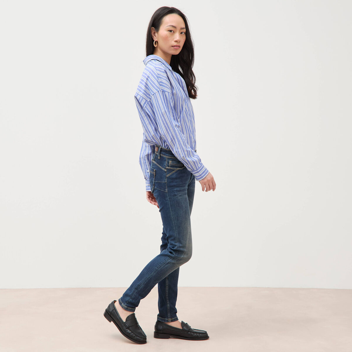 Jeans skinny push up 7/8&egrave;me denim brut femme