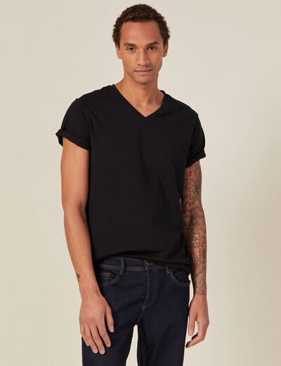T-shirt col V homme Instinct noir homme