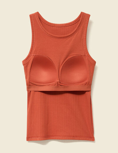 Débardeur 2 en 1 avec brassière intégrée orange foncé femme