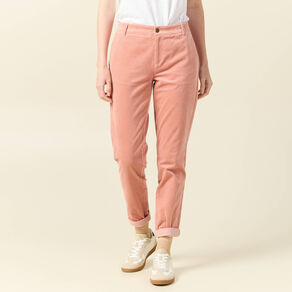 Pantalon chino velours côtelé rouge clair femme