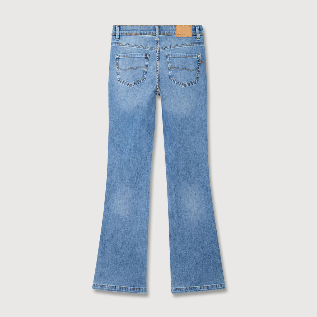Jeans bootcut taille haute denim used femme