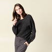 Pull manches longues ajouré noir femme