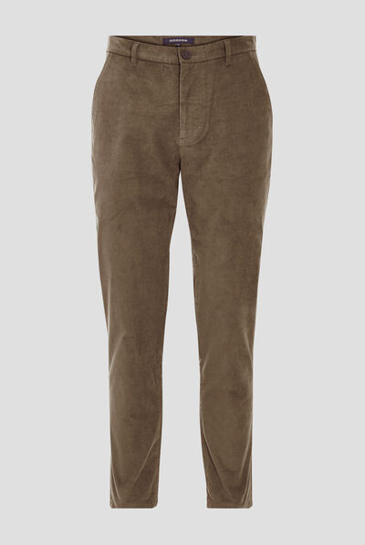 Pantalon tapered velours taupe homme