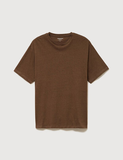 T-shirt ras de cou manches courtes taupe homme