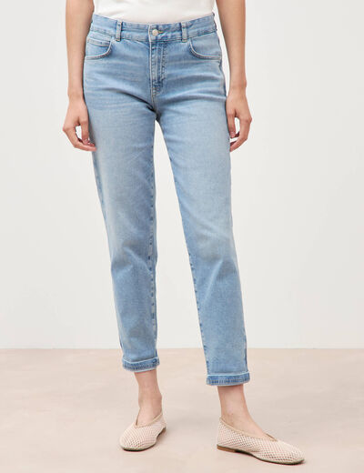 Jeans girlfriend 5 poches denim used femme