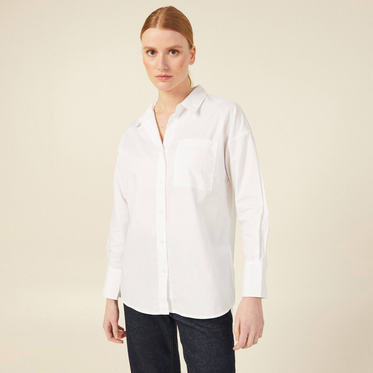 Chemise manches longues blanc femme