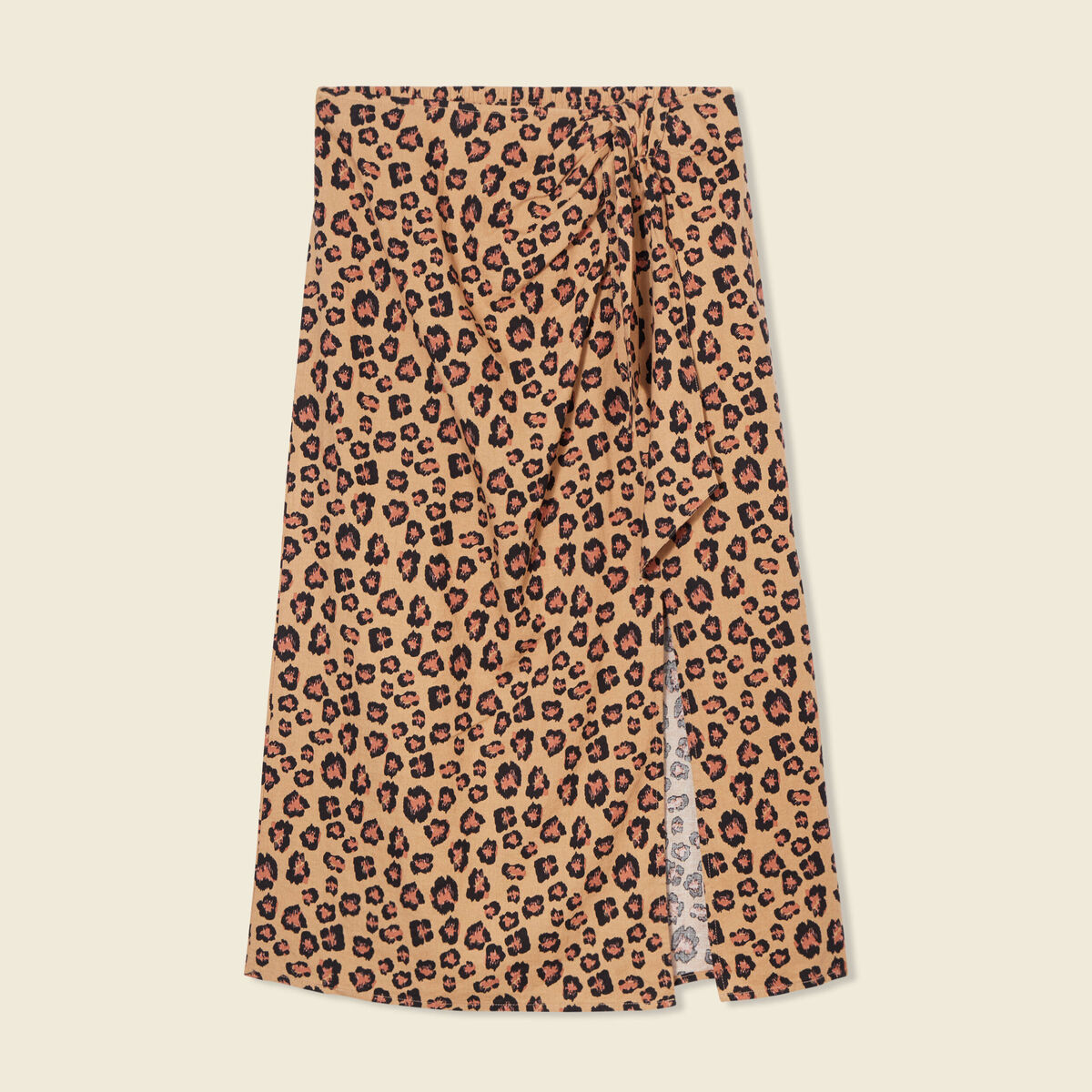 Jupe midi portefeuille fendue sable femme