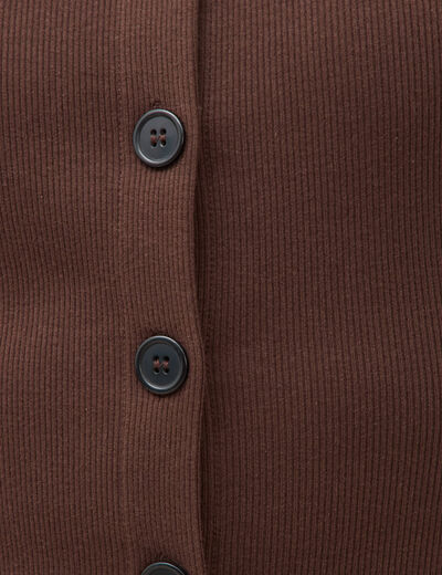 Robe sans manches en maille col rond marron fonc&eacute; femme