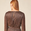 Robe longue évasée col en V marron cognac femme