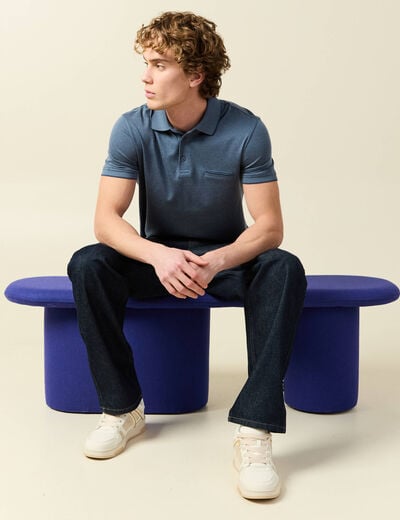 Polo manches courtes bleu gris homme
