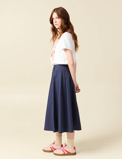 Jupe en coton bleu marine femme