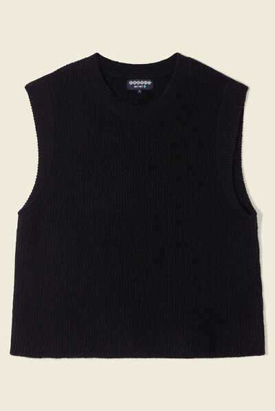 Pull sans manches noir femme