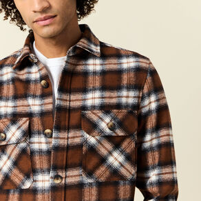 Surchemise manches longues marron homme