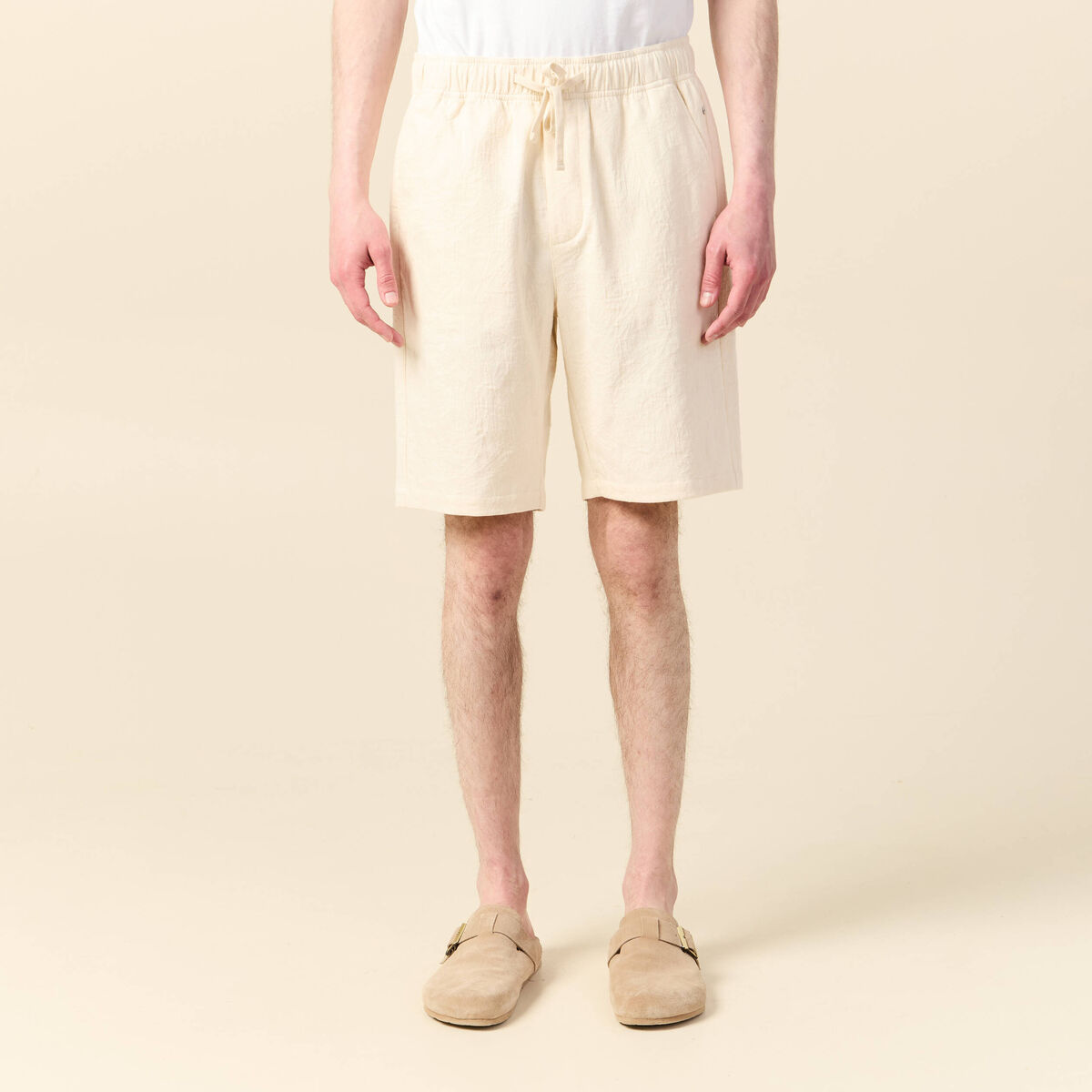 Bermuda droit à coulisse ecru homme