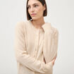 Gilet droit col rond manches longues creme femme