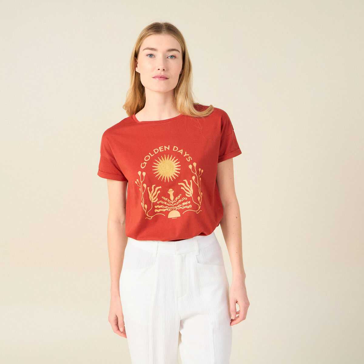 T-shirt éco-responsable rouge foncé femme