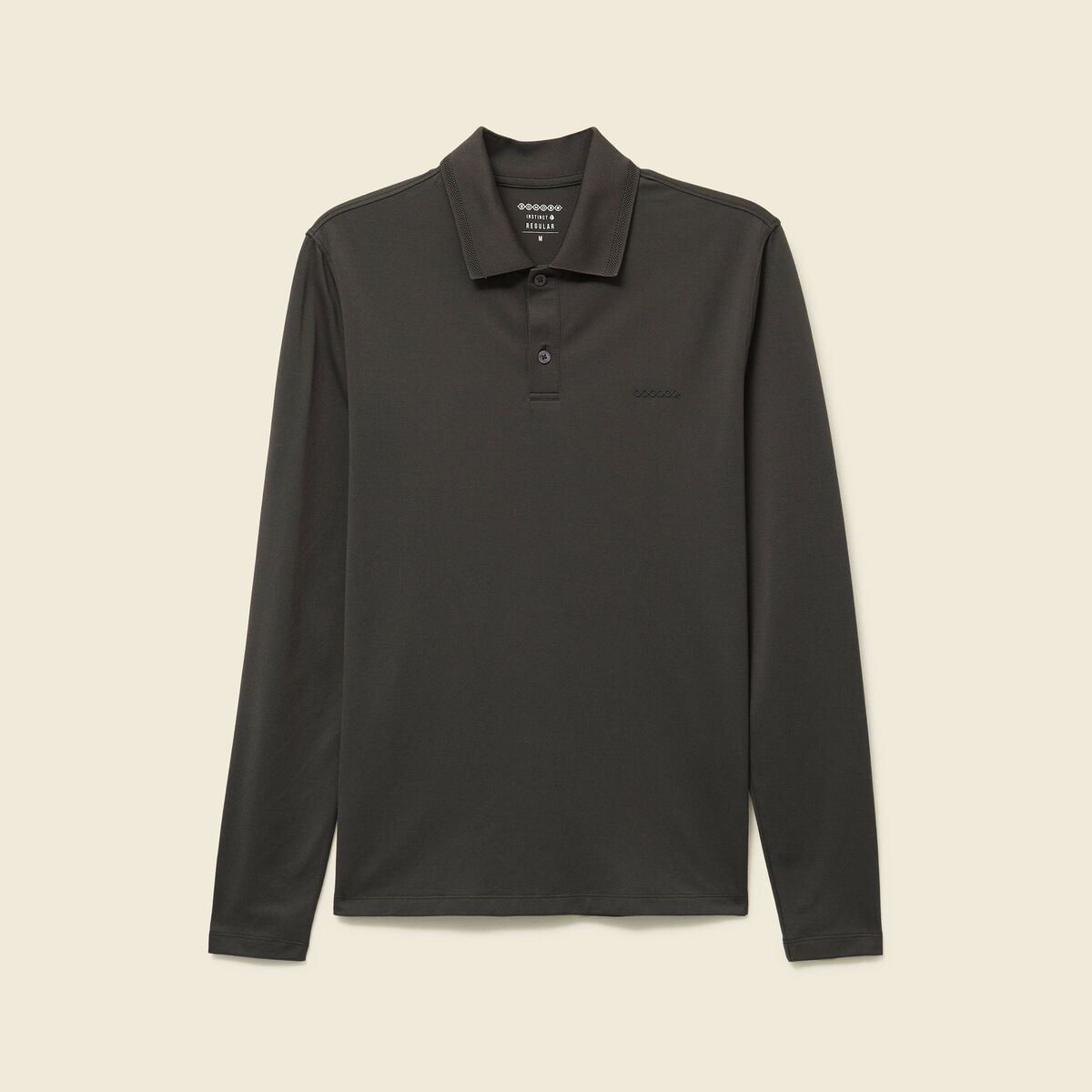 Polo cintr&eacute; manches longues vert kaki homme