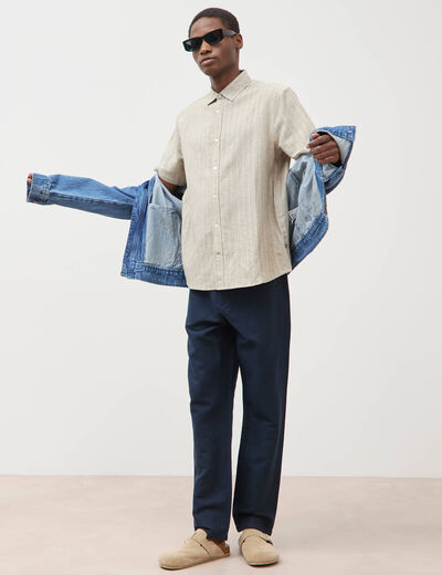 Chemise manches courtes vert kaki homme