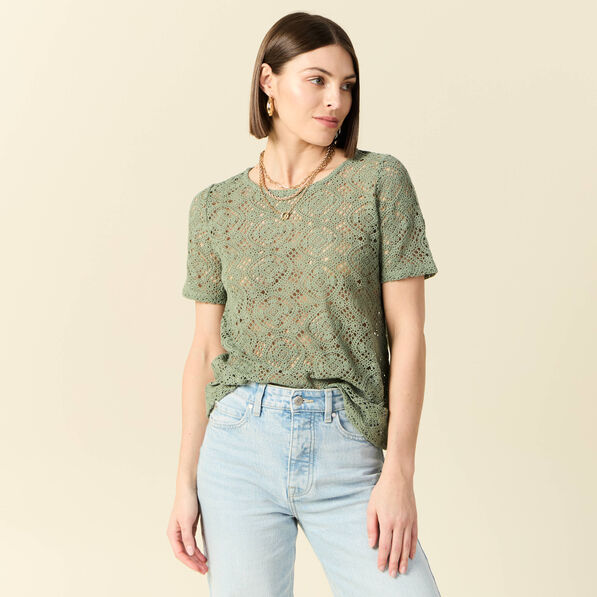 T-shirt manches courtes vert kaki femme