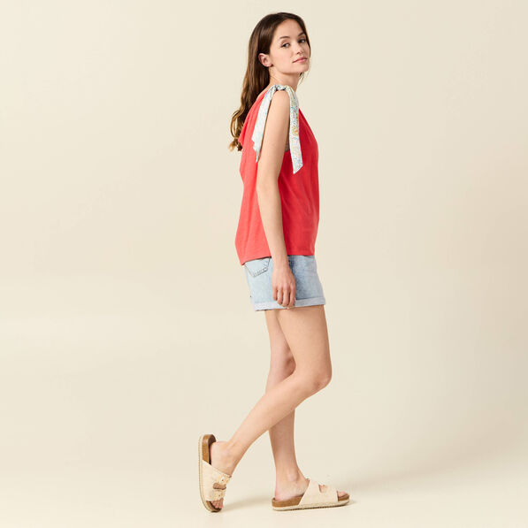 Débardeur sans manches rouge corail femme