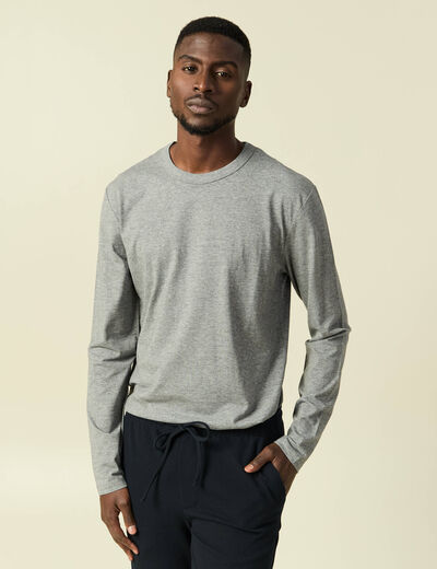 T-shirt en coton manches longues gris homme