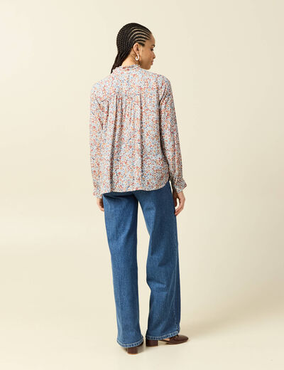 Blouse manches longues bleu gris femme