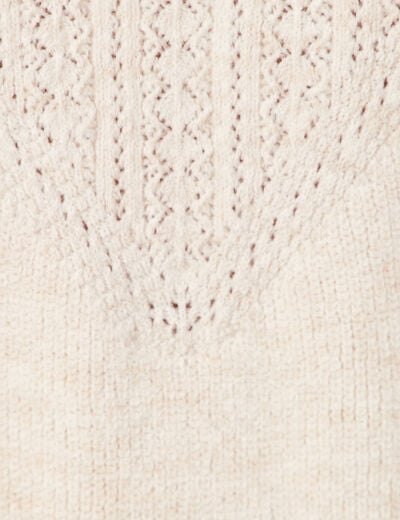 Pull manches longues creme femme