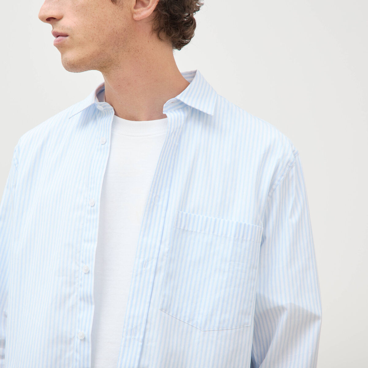 Chemise boyfriend en coton ecru homme