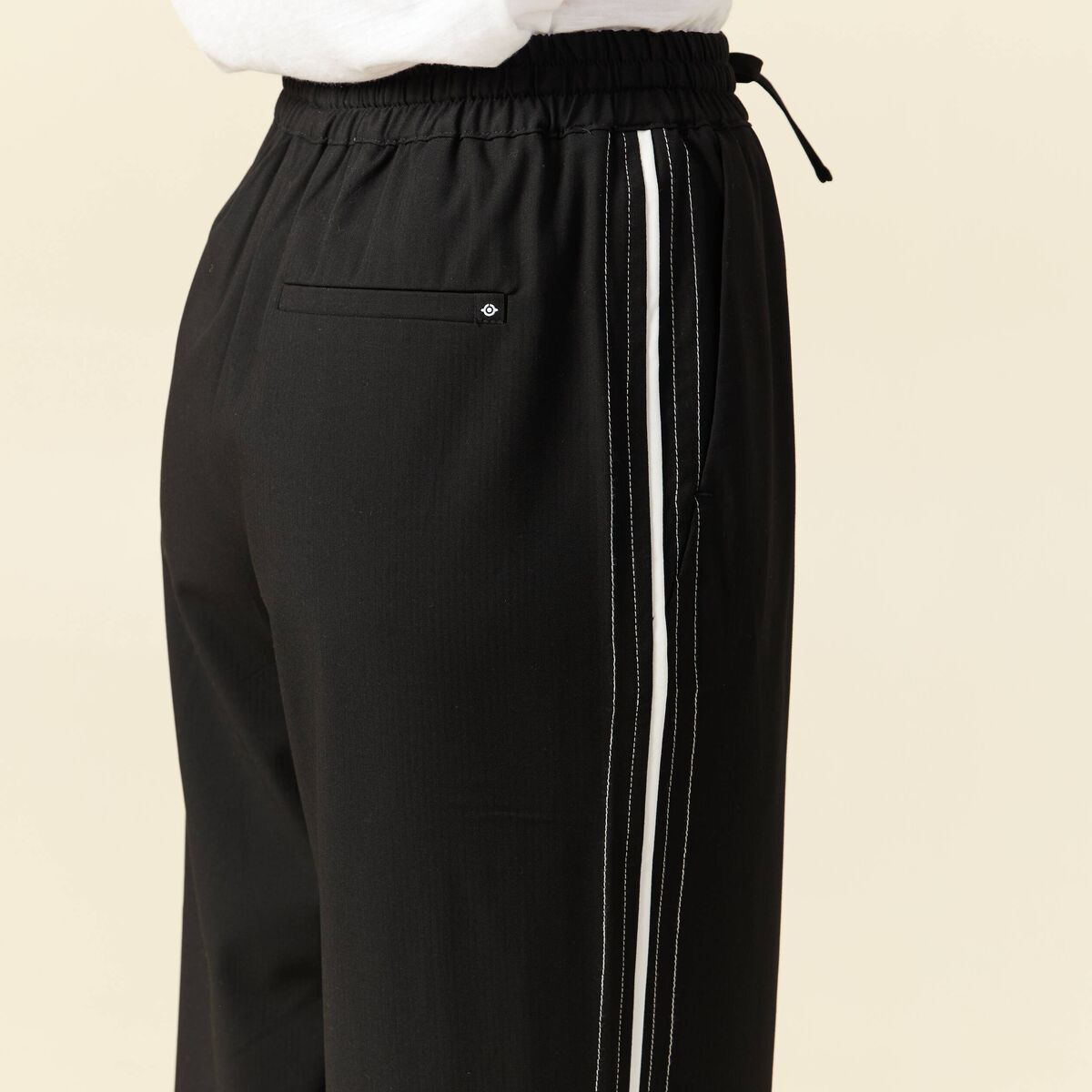 Pantalon taille haute fluide noir femme