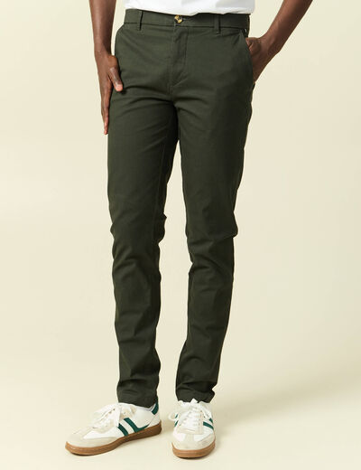 Pantalon chino slim vert kaki homme
