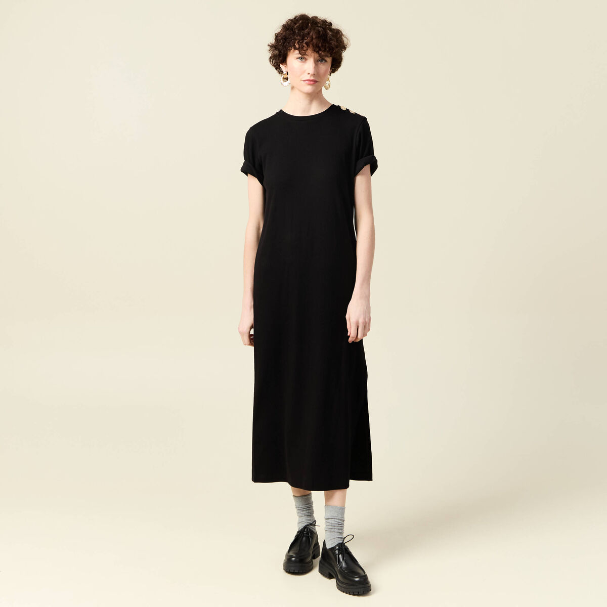 Robe longue droite noir femme