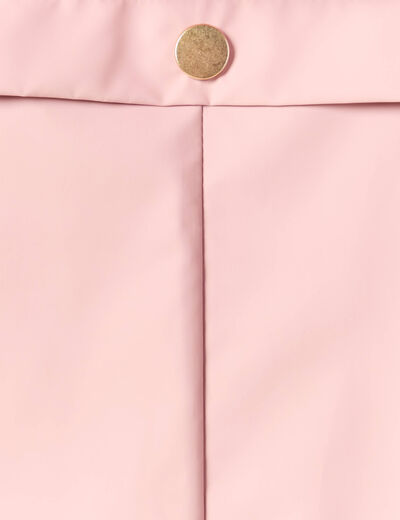 Parka longue droite d&eacute;perlante &agrave; capuche rose pastel femme