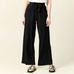 Pantalon large fluide noeud noir femme