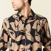 Chemise manches longues marron homme