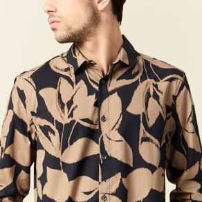 Chemise manches longues marron homme