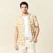 Chemise manches courtes brodée blanc homme
