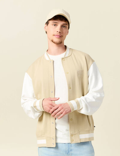 Veste sweat manches longues ecru homme