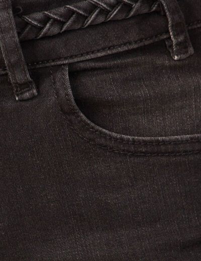 Jeans bootcut détails tressés denim noir femme