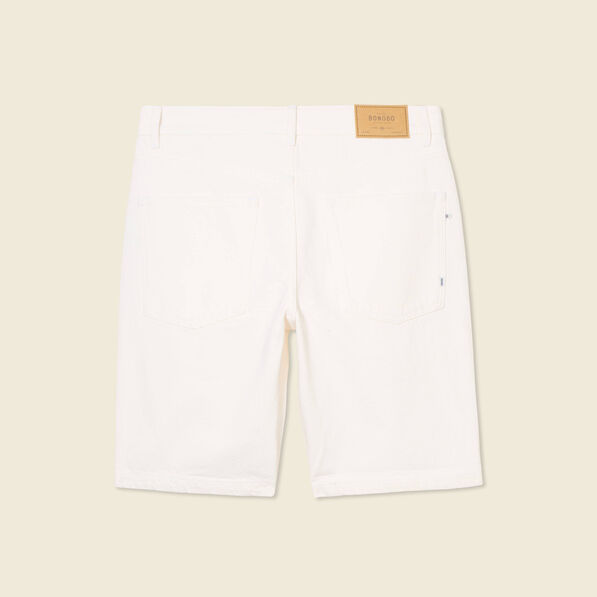 bermuda droit en jean denim blanc homme Bermuda droit en jean denim blanc homme