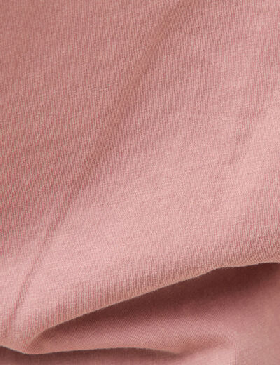 T-shirt droit col rond manches courtes vieux rose femme