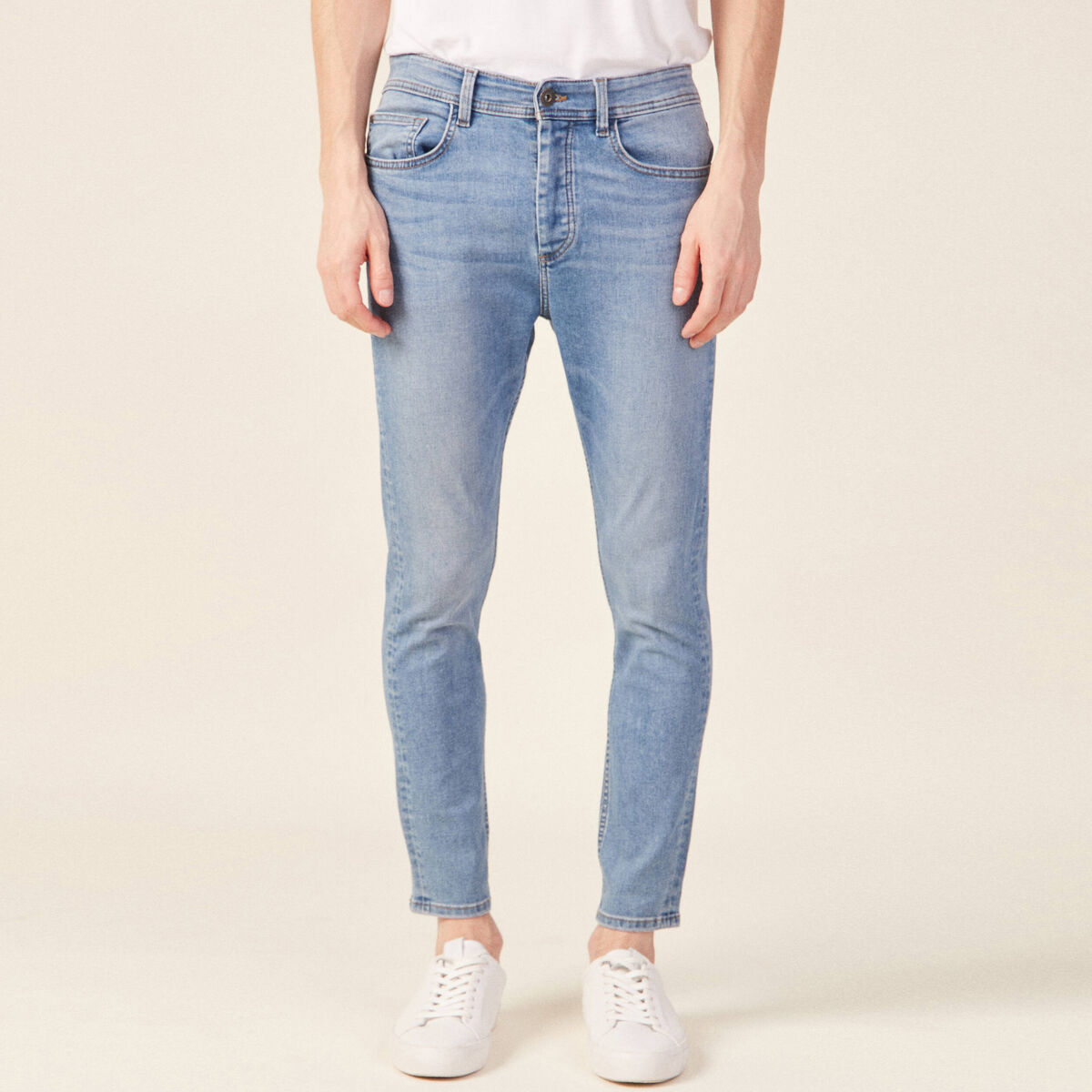 Jeans tapered 5 poches denim used homme