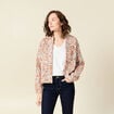 Gilet imprimé manches longues blanc femme